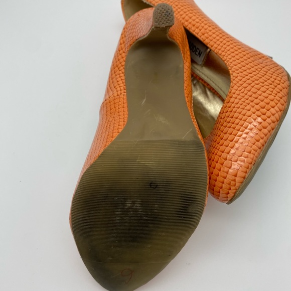 🔥5 for $20🔥 Steve Madden Orange Ronni Faux Snakeskin Stiletto Heels Size 6.5 - Picture 9 of 16